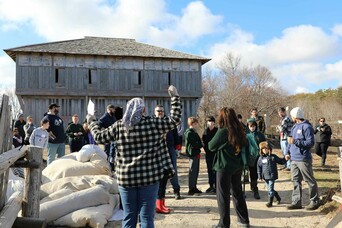 Volunteers fort meeting house clean up day