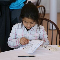Young volunteer lunch coloring clean up day