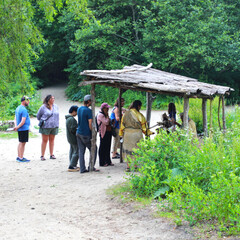 Guests shade arbor indigenous crafts homesite strawberry thanksgiving