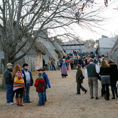 English village busy day guests