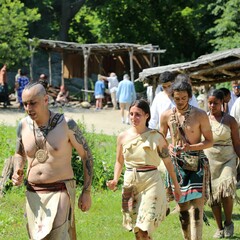 Educators lead traditional dance on the Historic Patuxet Homesite during Strawberry Thanksgiving